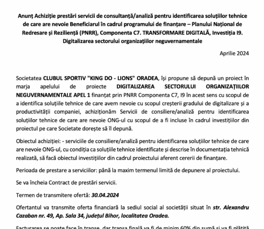 PNRR anunt achizitie